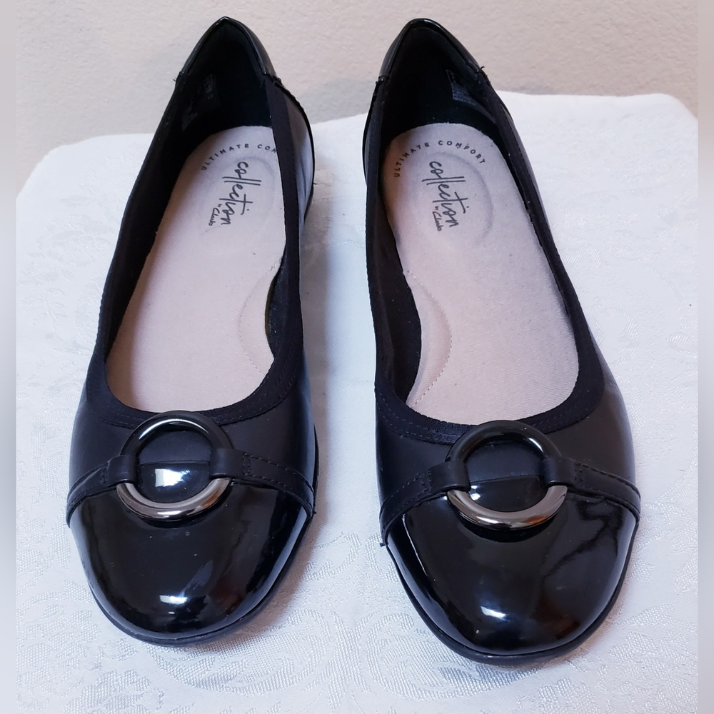 Clarks Black Flats